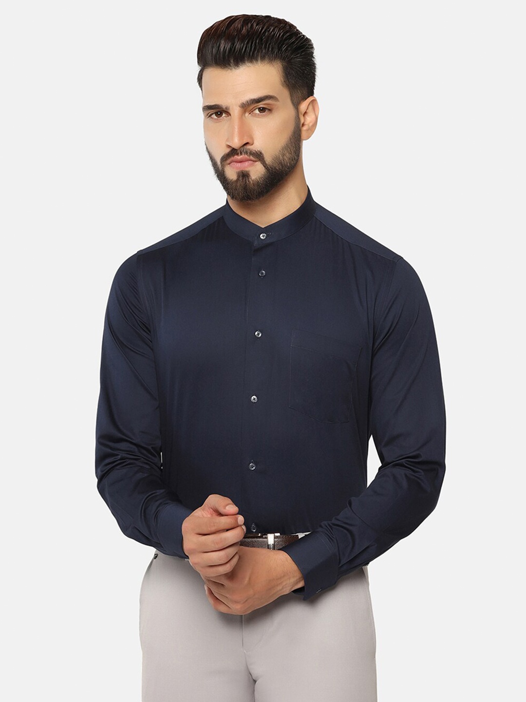 

Blackberrys India Slim Fit Formal Pure Cotton Shirt, Navy blue