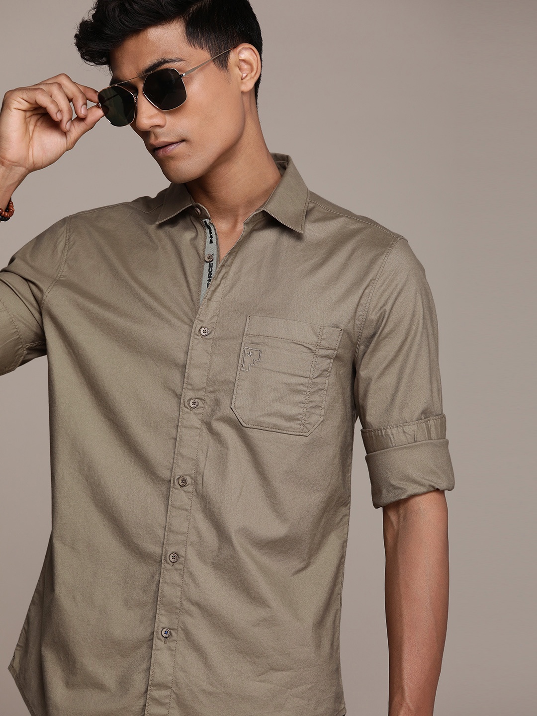 

FORCE IX Slim Fit Casual Shirt, Khaki