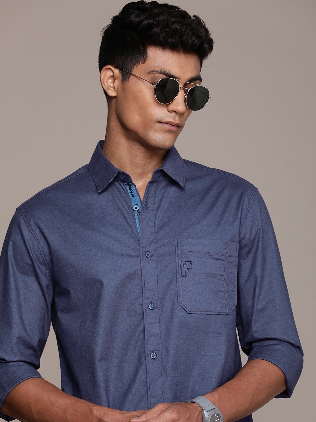 

FORCE IX Slim Fit Casual Shirt, Blue