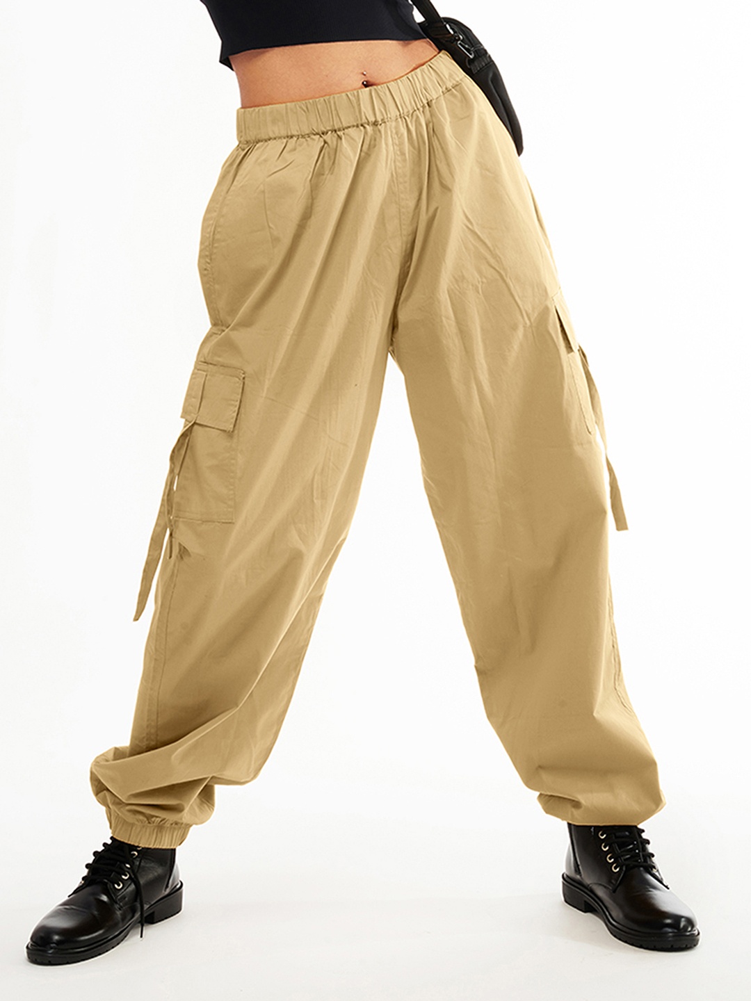 

IZF Women Cargo Parachute Trousers, Khaki