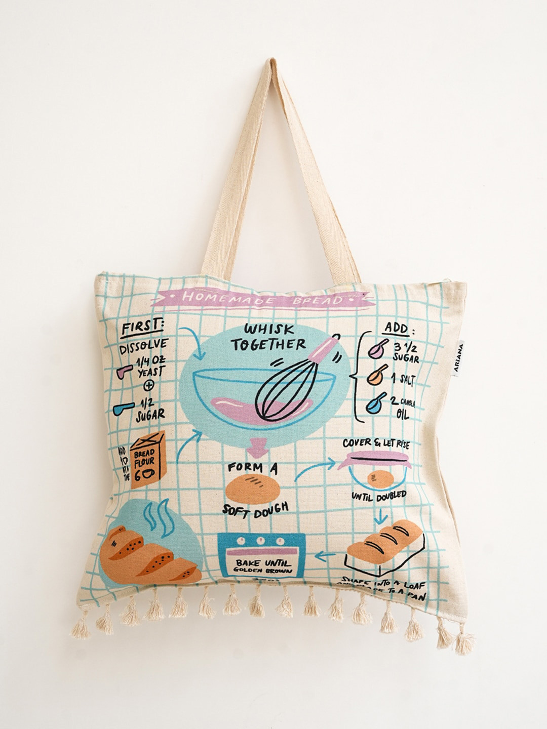 

Ariana Embellished Oversized Shopper Tote Bag with Fringed, White
