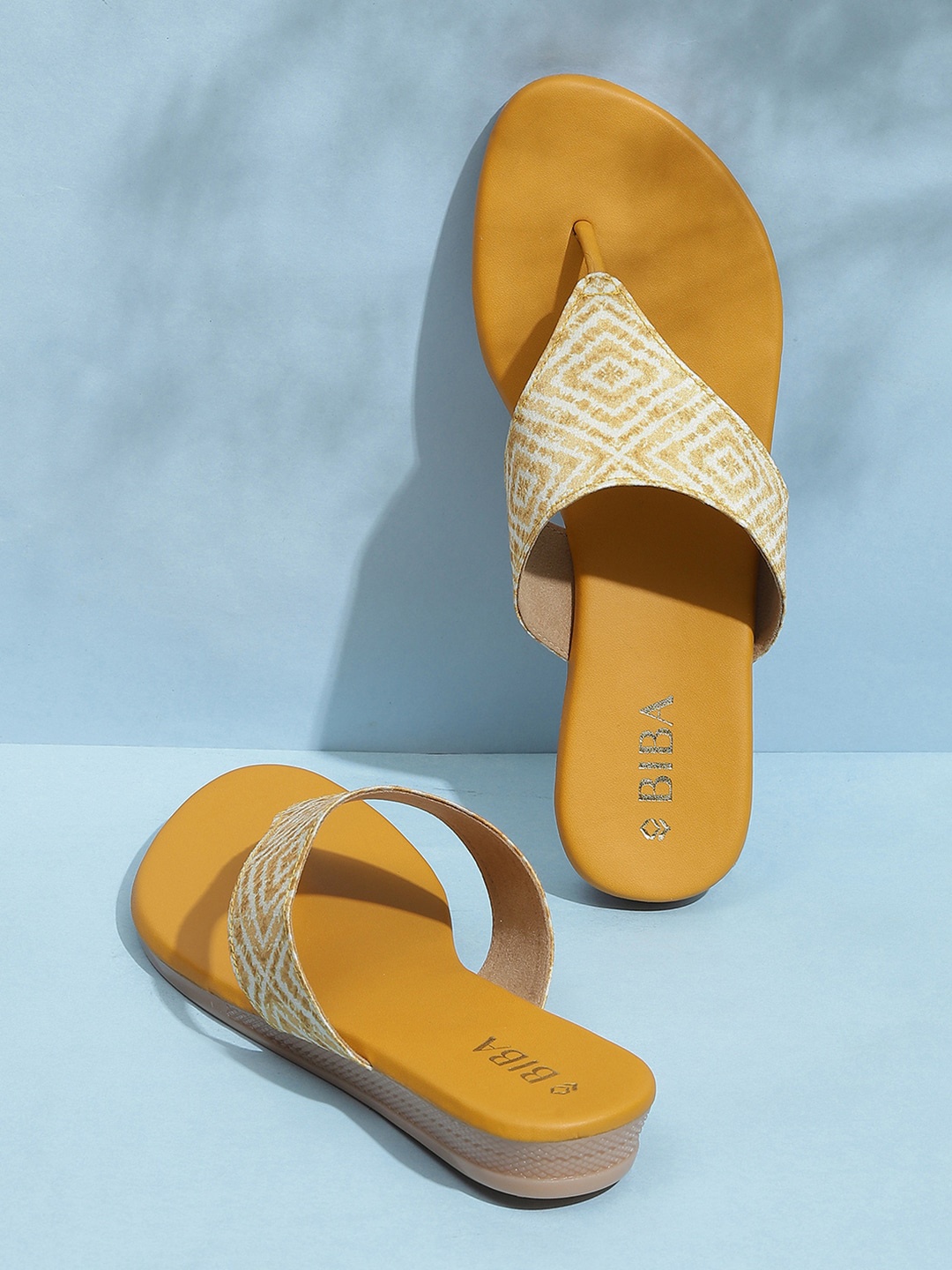 

Biba Printed Open Toe Flats, Mustard