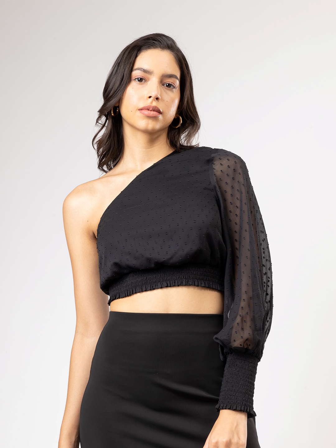 

H&M One Shoulder Asymmetric Top, Black