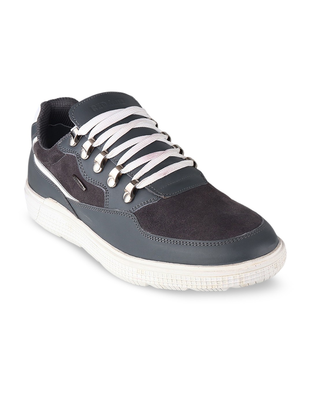 

Red Chief Men Textured Leather Padded Insole Contrast Sole Sneakers, Grey