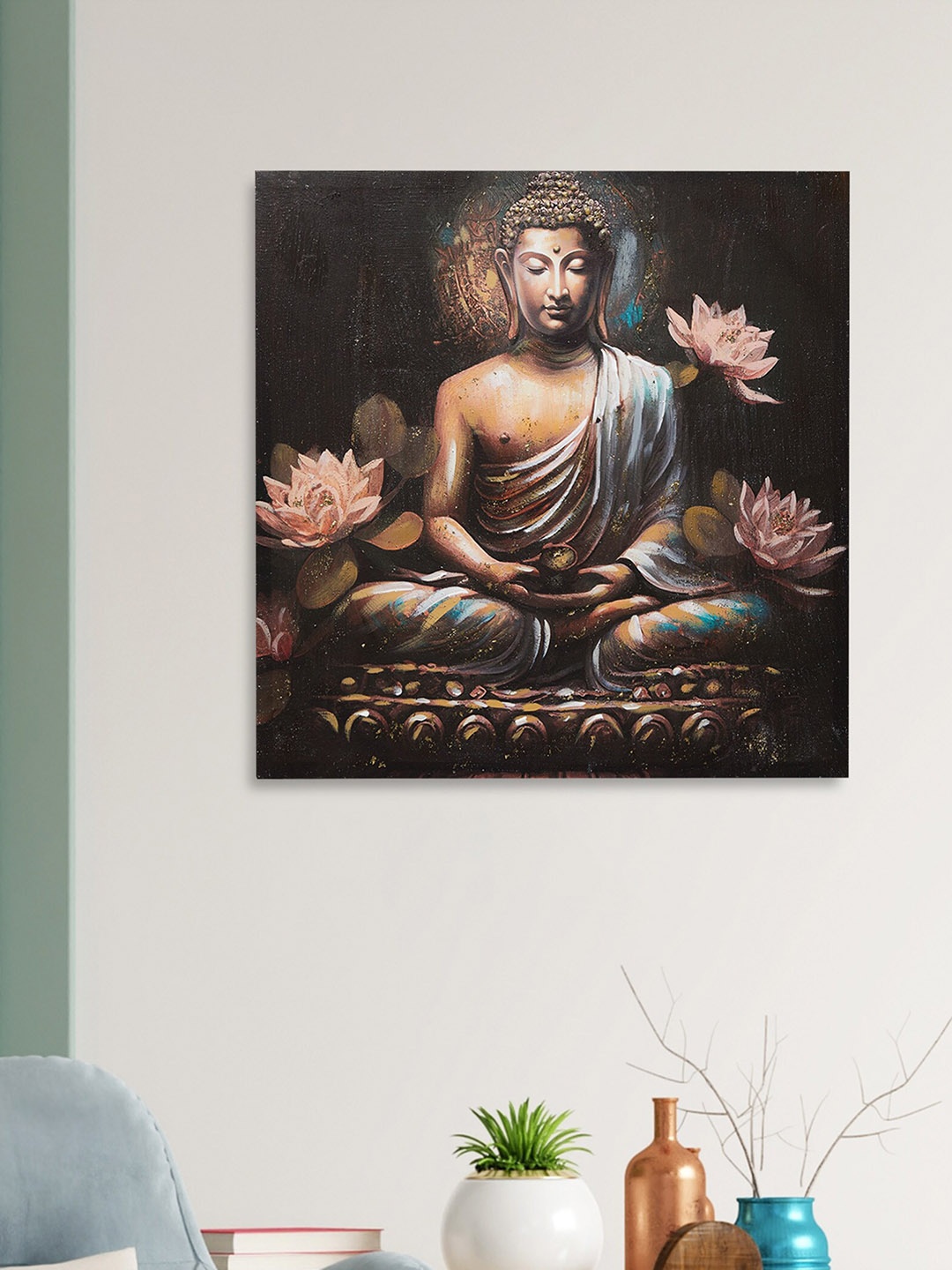 

Home Centre Artistry Wooden Buddha Painting Wall Art, Black