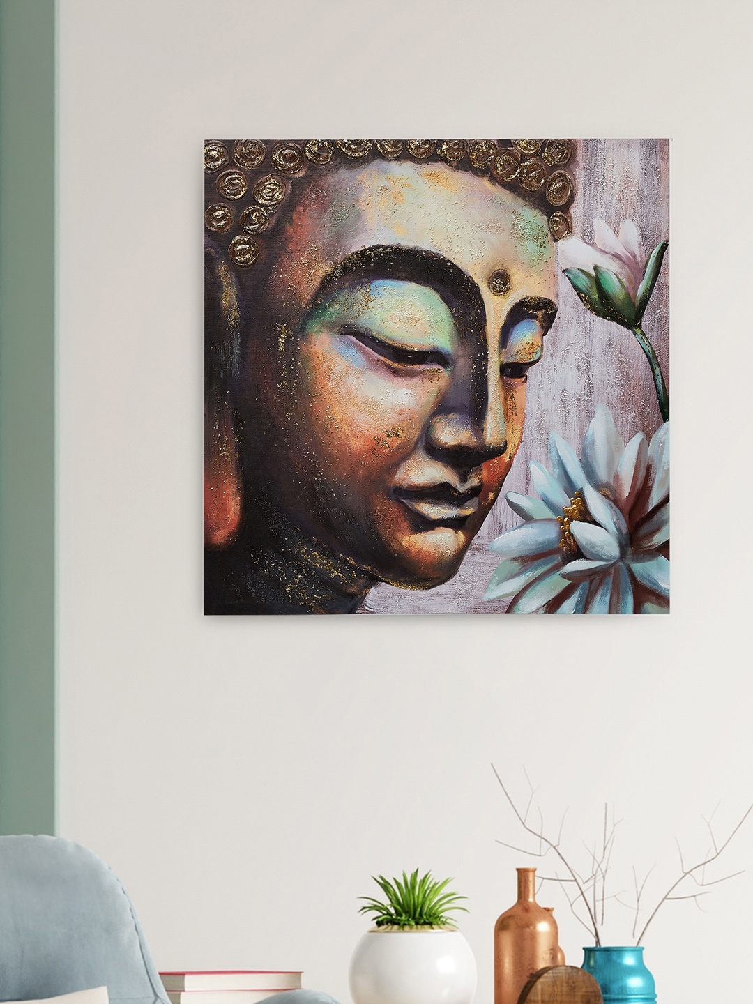 

Home Centre Brown & Grey Artistry Wooden Serene Buddha Wall Art