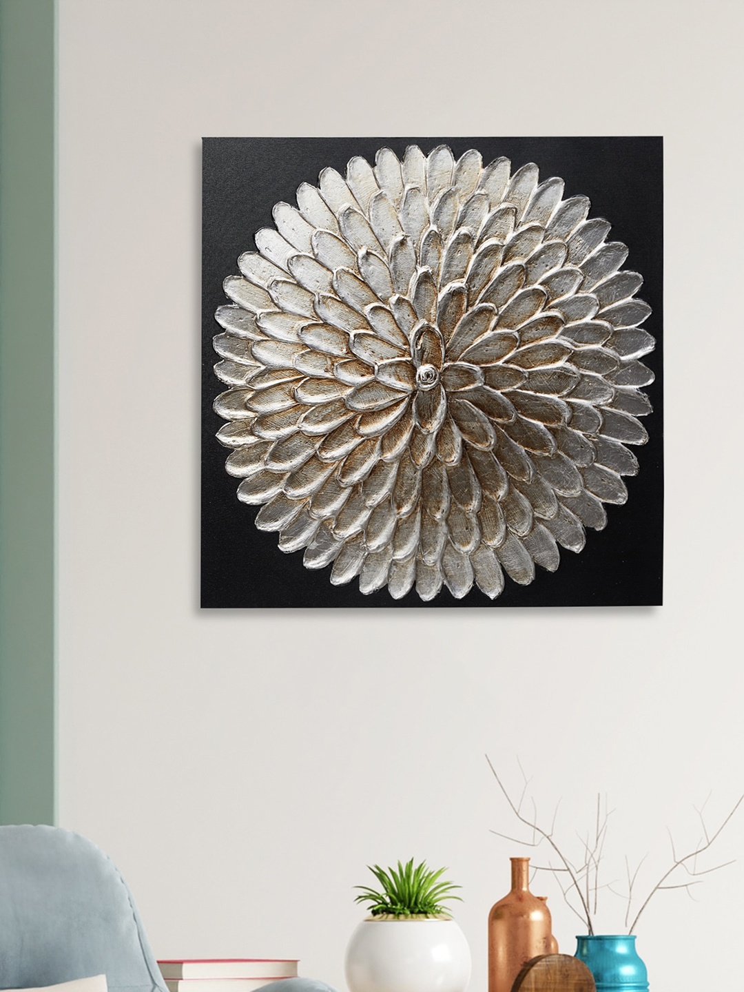 

Home Centre Silver-Toned & Gold-Toned Artistry Wooden Abstract Wall Art