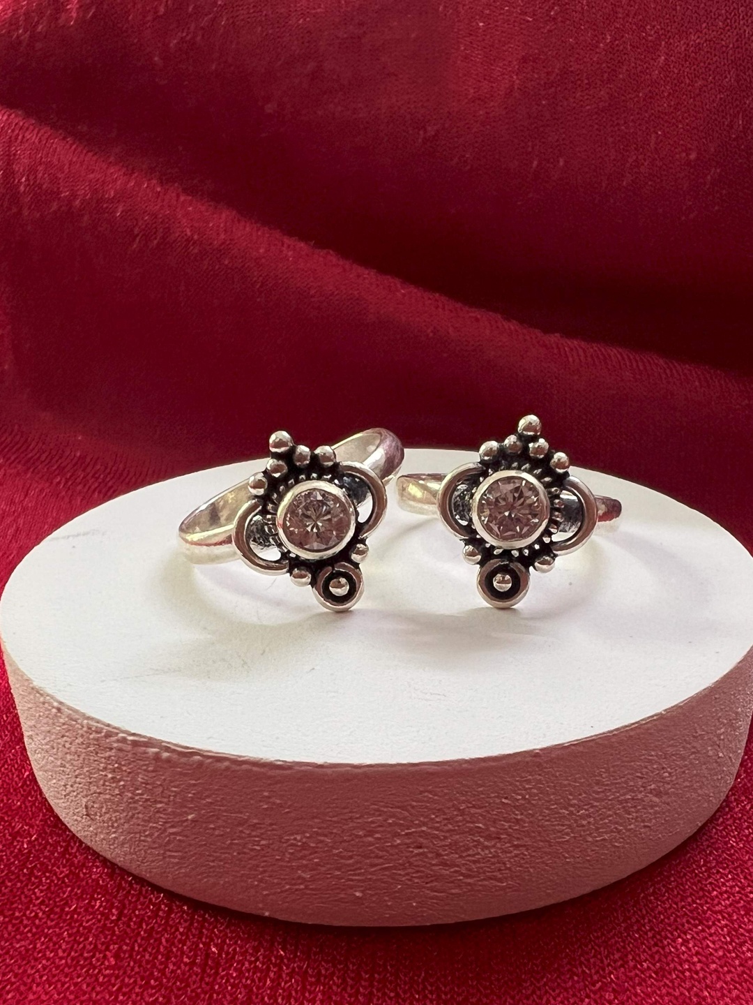 

Arte Jewels Set Of 2 925 Sterling Silver-Toned Stone Studded Adjustable Toe Rings