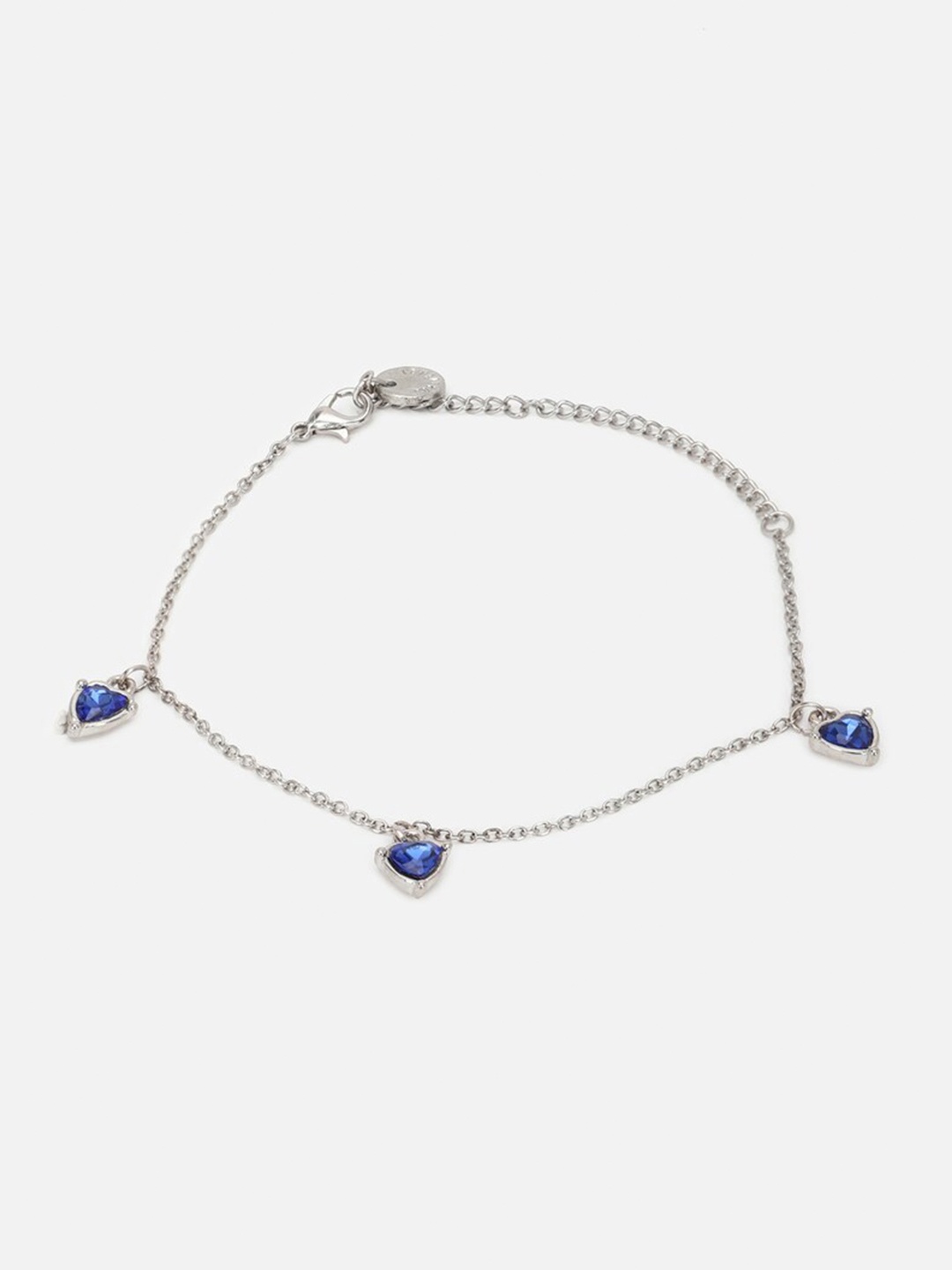 

FOREVER 21 Silver-Toned & White Stone-Studded Silver Charm Bracelet