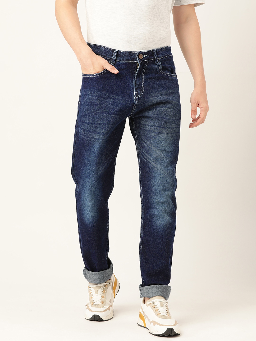 

PARIS HAMILTON Men Relaxed Fit Heavy Fad Stretchable Jeans, Blue