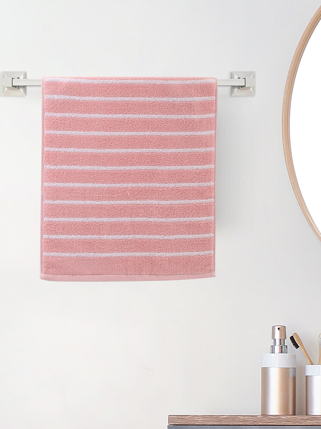 

Home Centre Cotton 150 GSM Striped Hand Towel, Pink