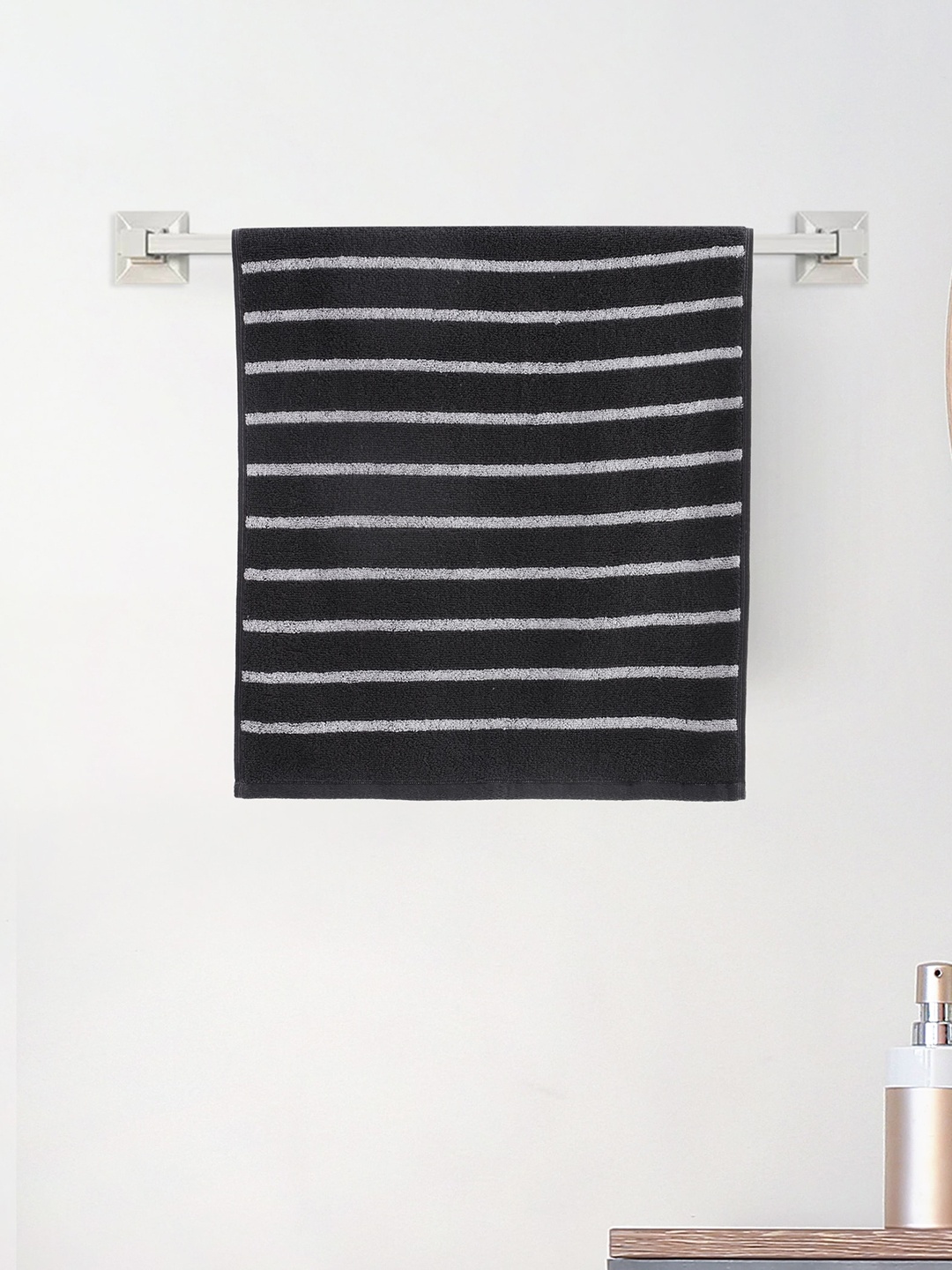 

Home Centre Cotton 150 GSM Striped Hand Towel, Black