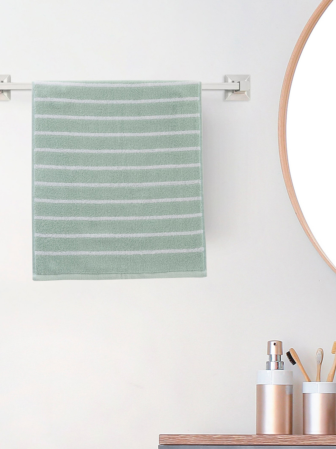 

Home Centre Striped Cotton 150 GSM Hand Towel, Green