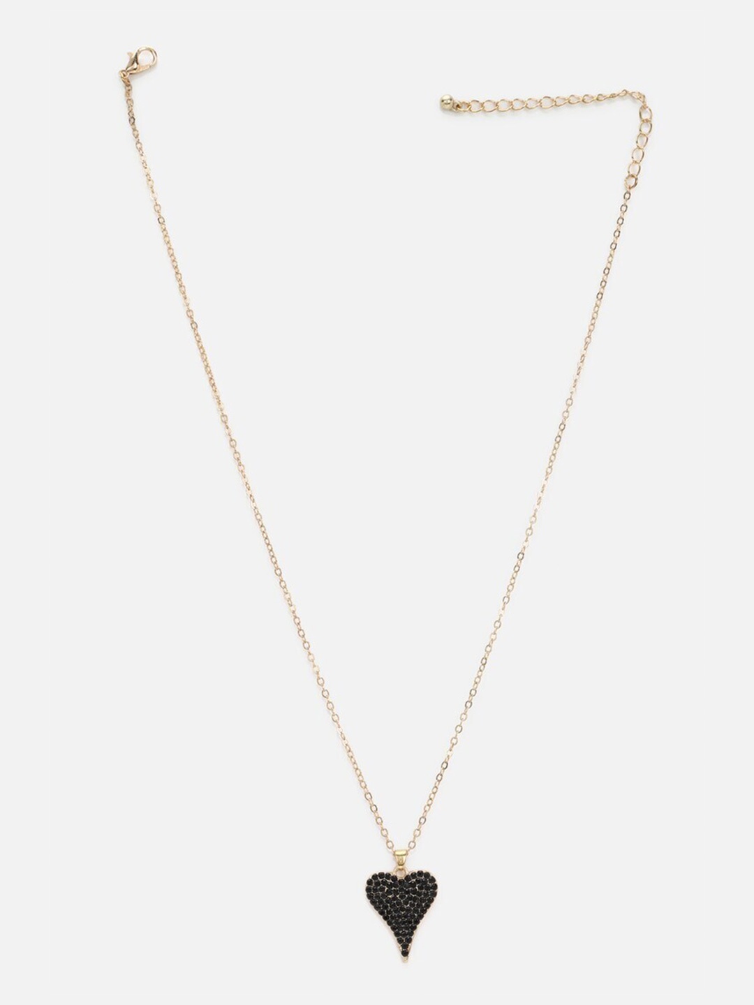 

FOREVER 21 Gold-Plated Silver Stone-Studded Heart Shaped Pendant Chain