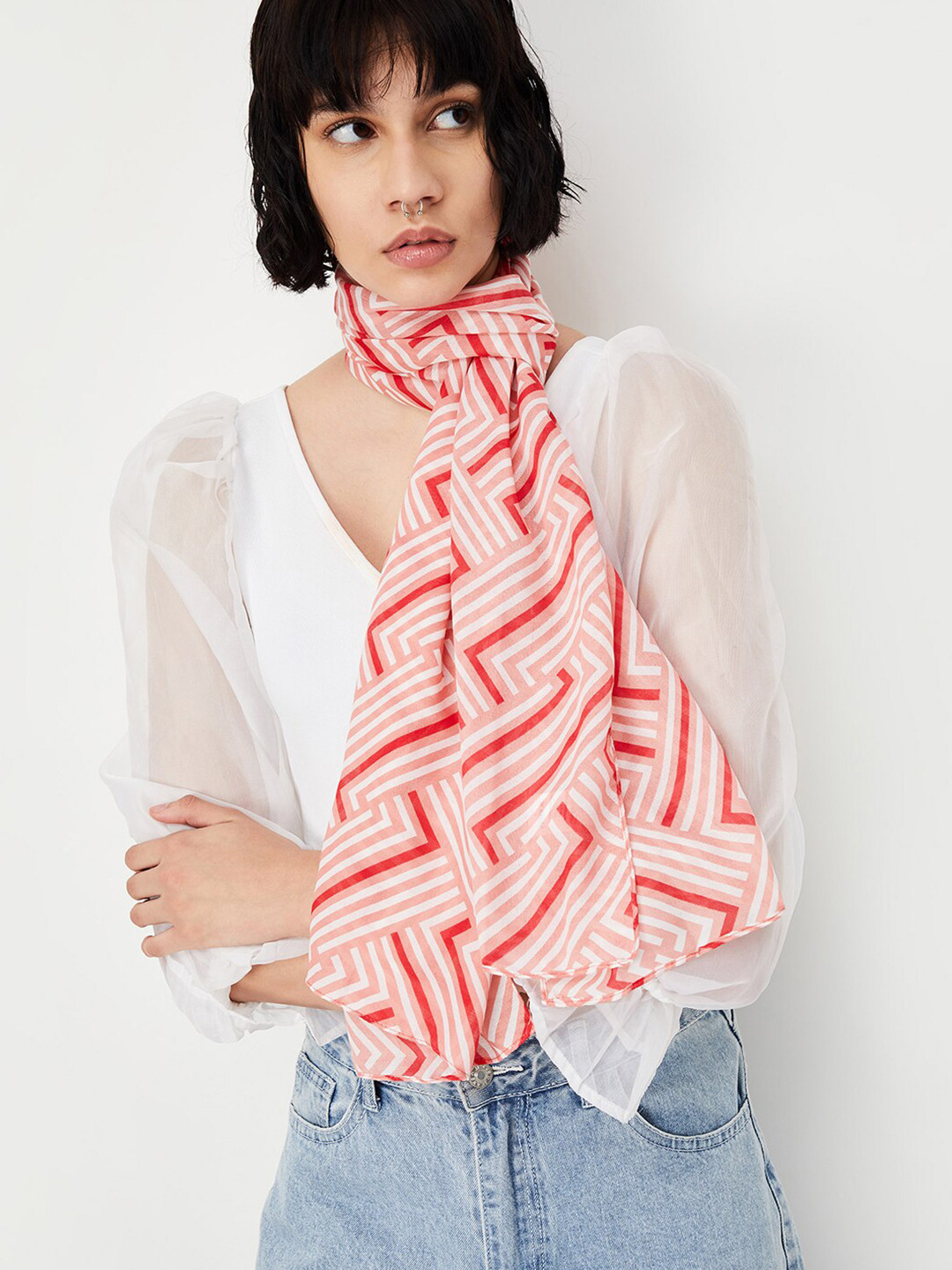 

max Striped Scarf, Red