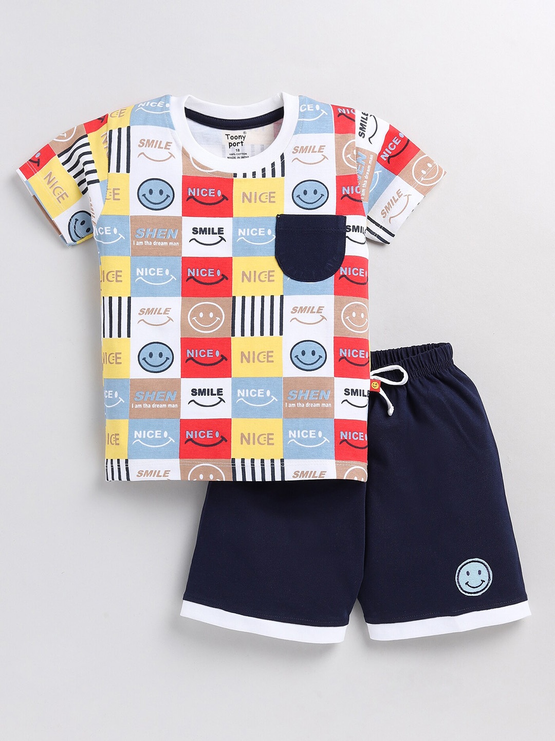 

Toonyport Boys Printed Pure Cotton T-shirt With Shorts, Red