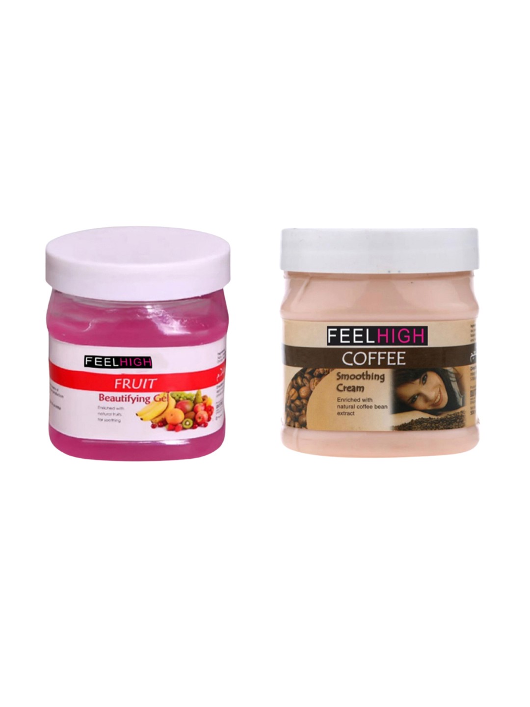 

FEELHIGH Set Of 2 Face & Body Beautifying Fruit Gel & Coffee Cream-500gm Each, Pink