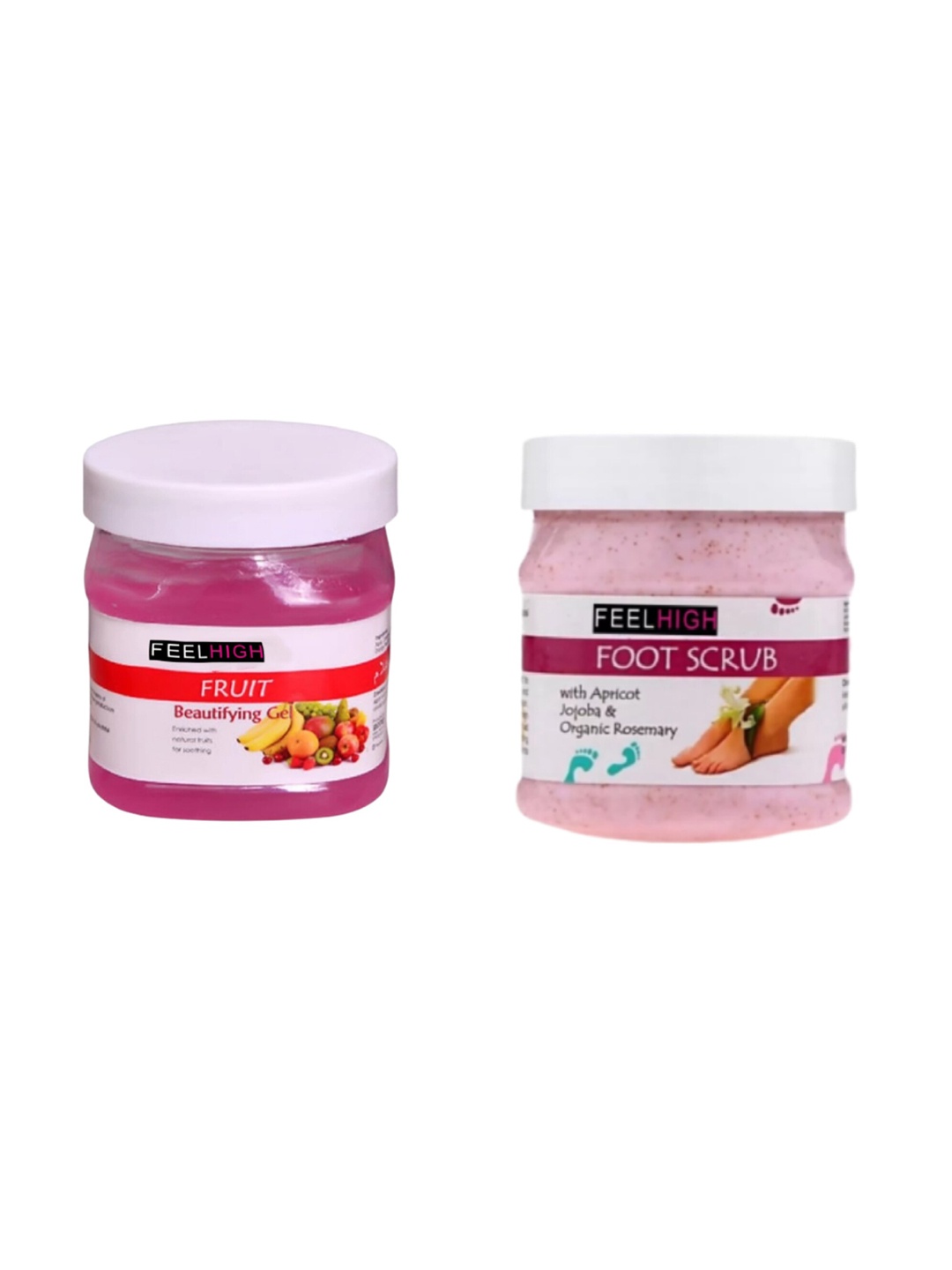 

FEELHIGH Set Of 2 Fruit Gel And Foot Scrub 500 ml Each, Pink