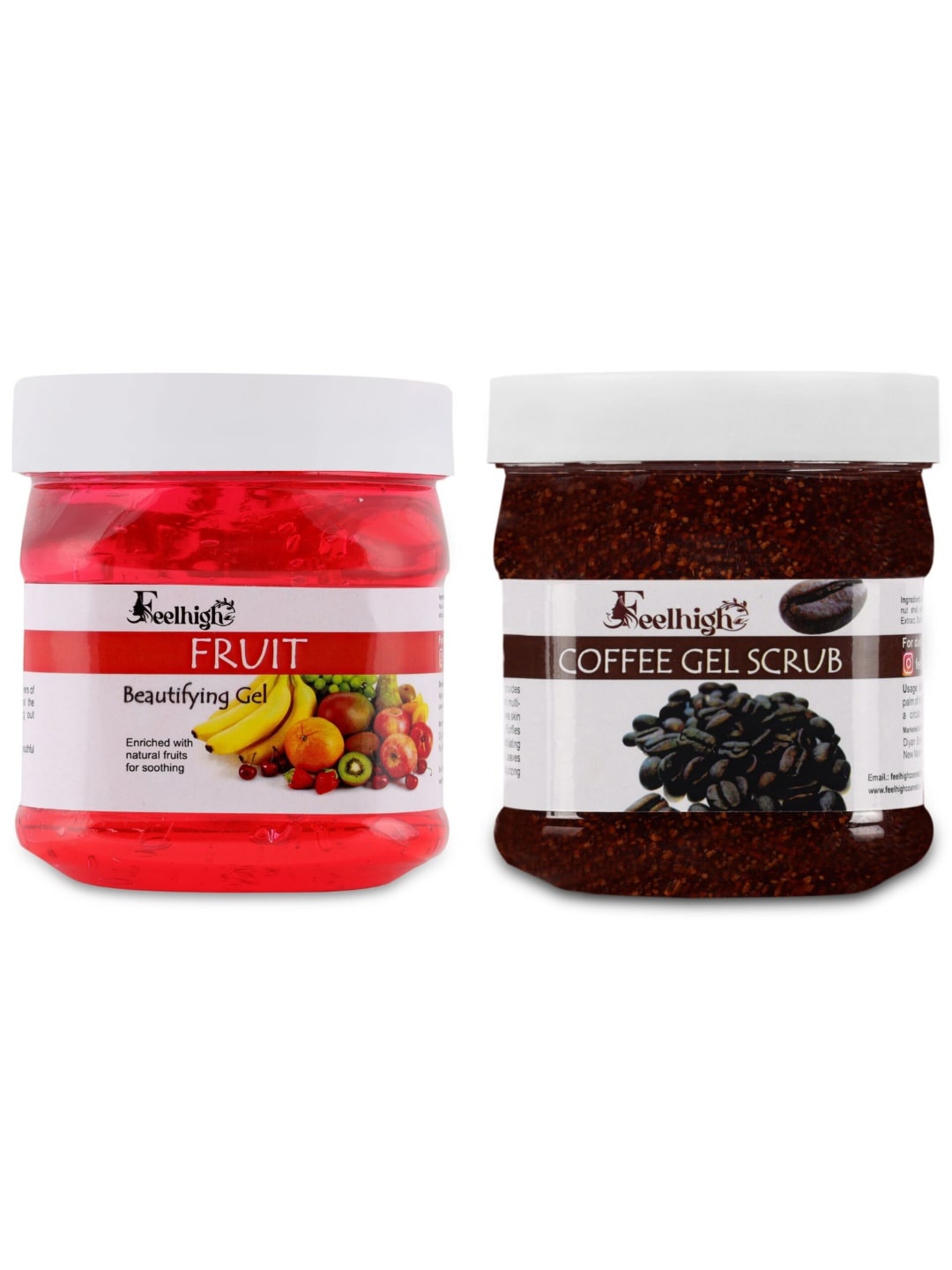 

FEELHIGH Set Of 2 Fruit Gel And Coffee Gel Scrub - 500gm+500gm, Multi