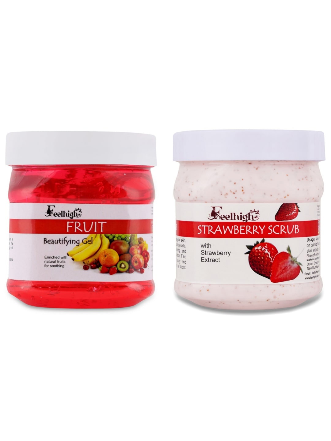 

FEELHIGH Set Of 2 Fruit Gel And Strawberry Scrub - 500g Each, Multi