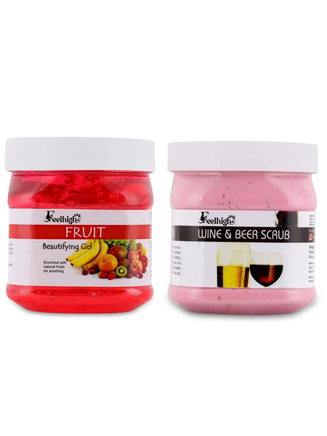 

FEELHIGH Set Of 2 Fruit Gel And Wine and beer Scrub - 500gm + 500gm, Multi