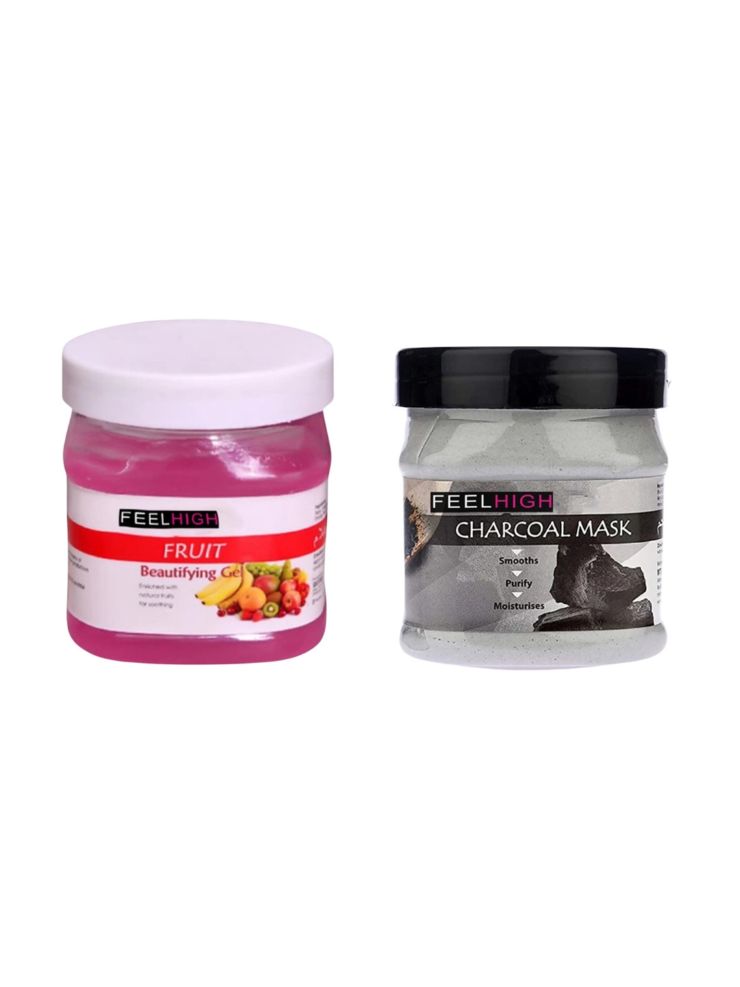

FEELHIGH Set Of 2 Face & Body Fruit Gel & Charcoal Mask-500gm + 500gm, Multi