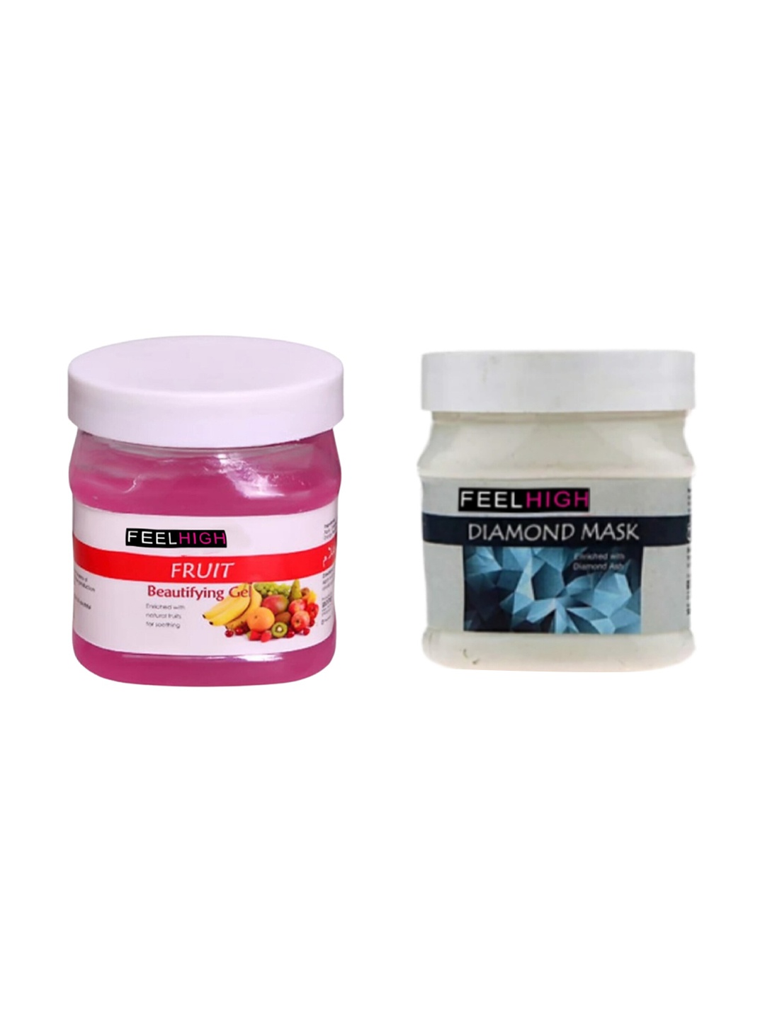 

FEELHIGH Set Of 2 Face & Body Fruit Gel & Diamond Mask 500gm Each, Multi