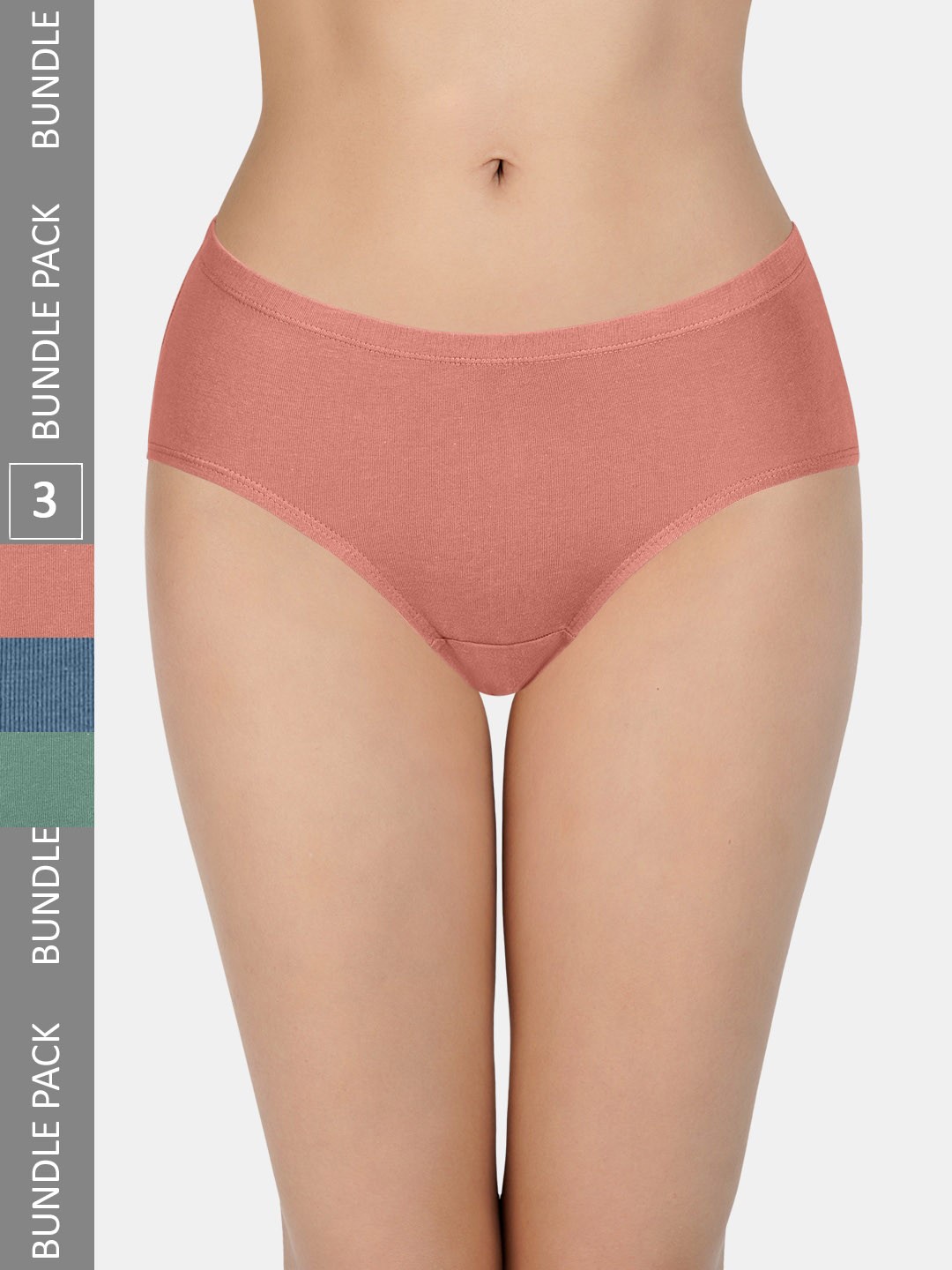 

every de by amante Pack of 3 Mid Rise Pure Cotton Hipster Briefs EK434-D015 - SOLID, Pink