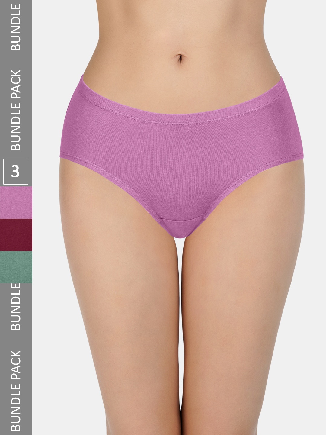 

every de by amante Pack of 3 Mid Rise Pure Cotton Hipster Briefs, Purple