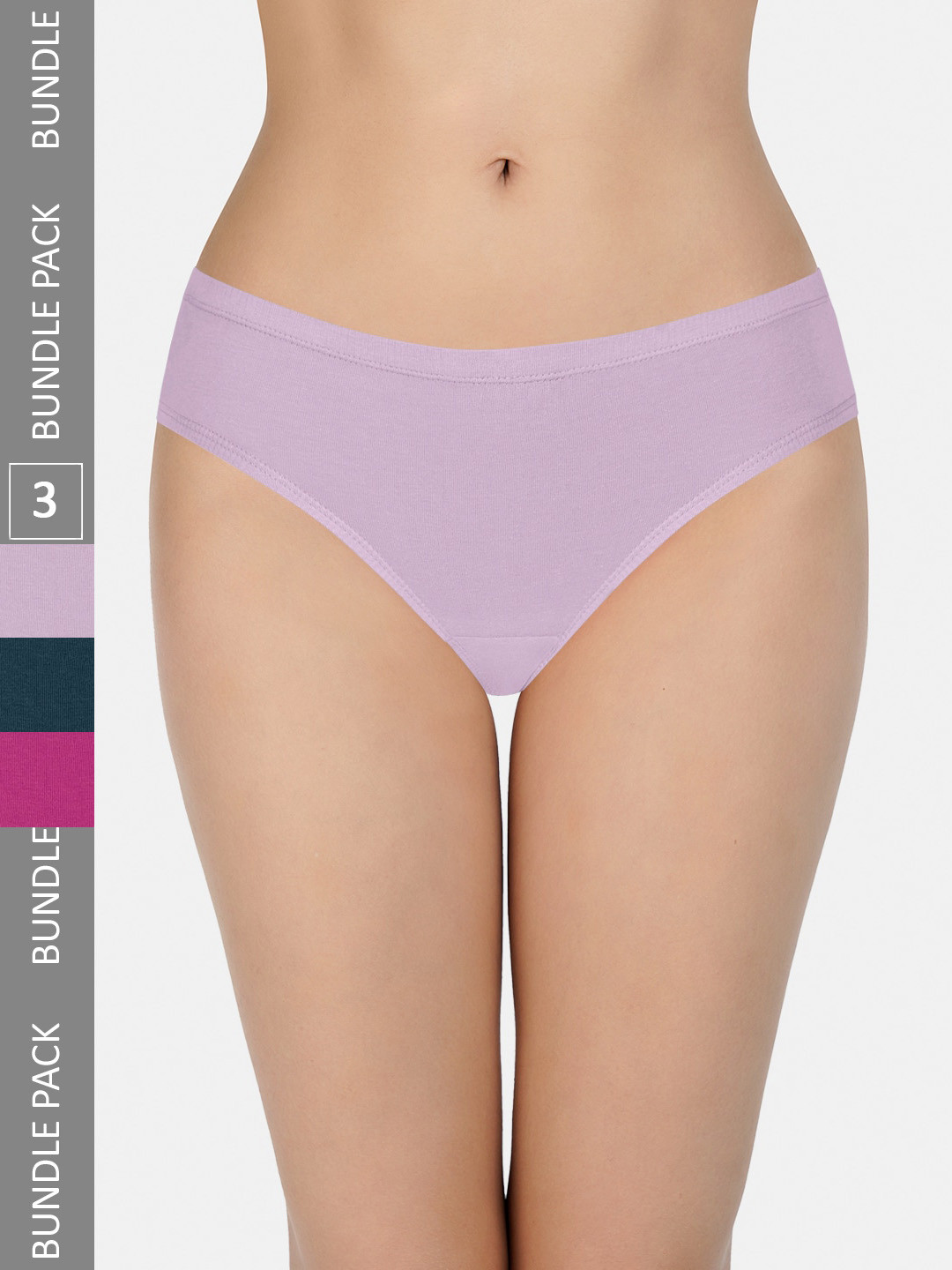 

every de by amante Pack of 3 Low Rise Pure Cotton Bikini Briefs EK134-D005 - SOLID, Black