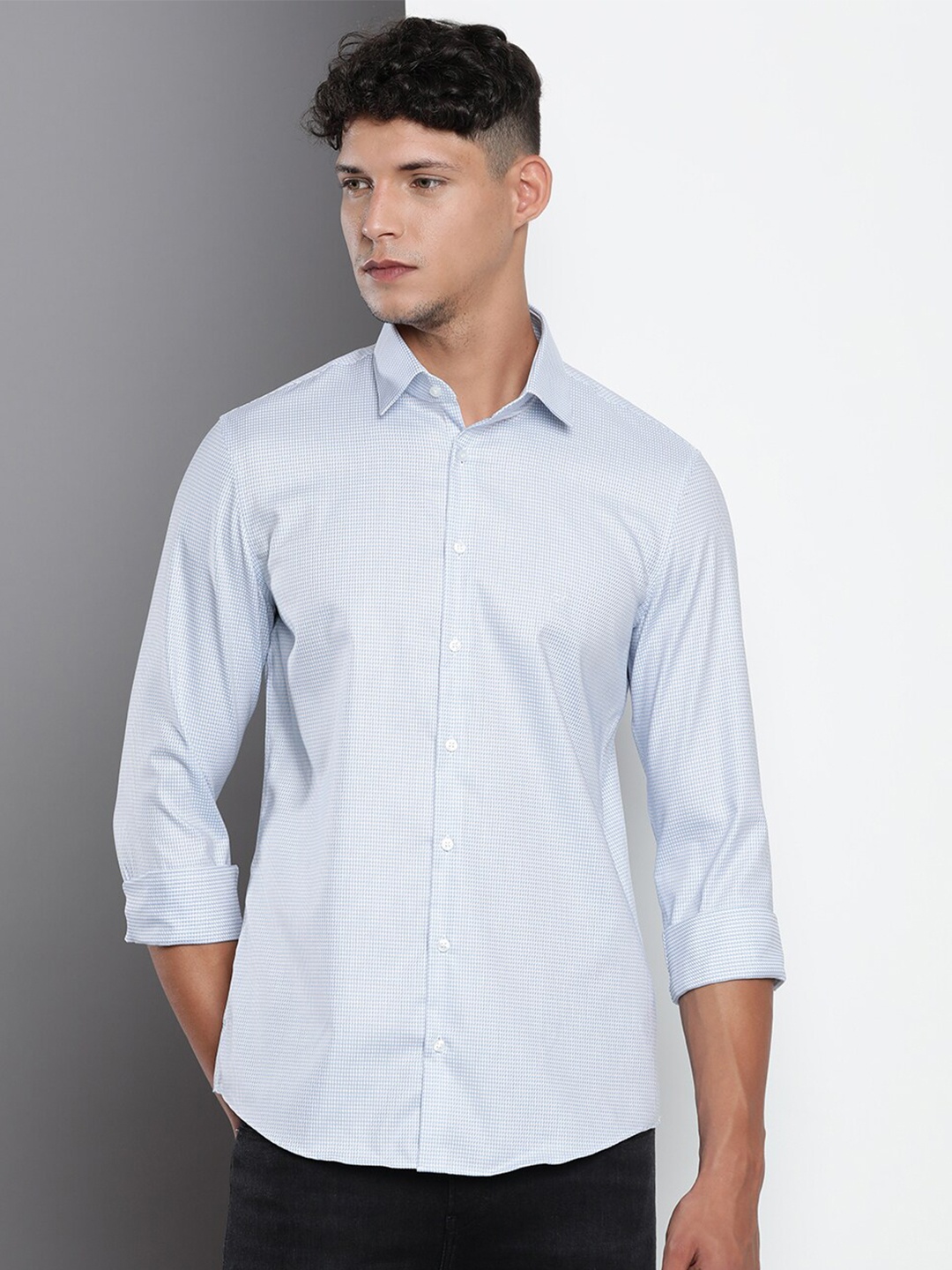 

Calvin Klein Jeans Slim Fit Micro Checks Casual Shirt, Blue