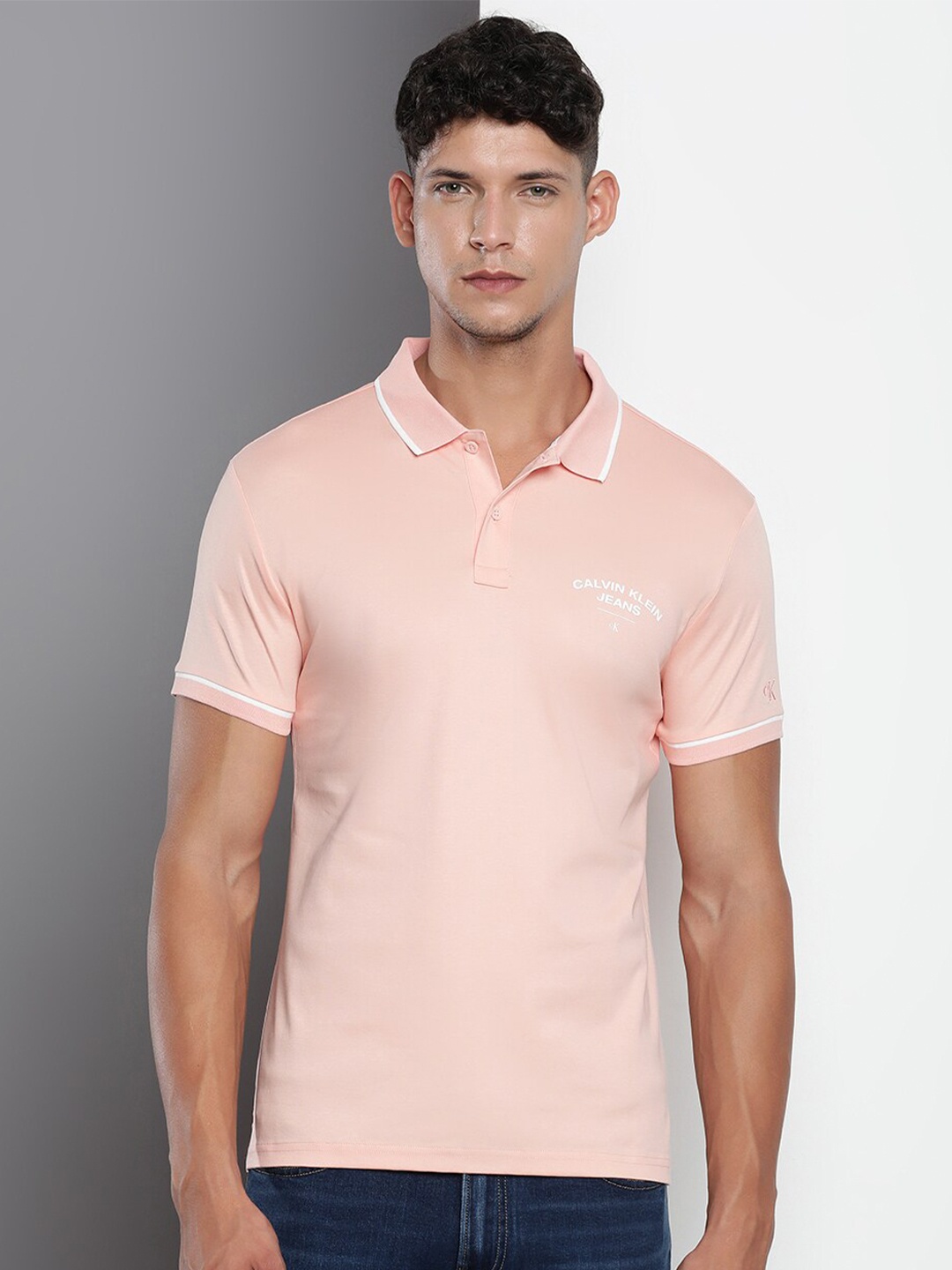 

Calvin Klein Jeans Polo Collar Regular Fit Pure Cotton T-shirt, Pink
