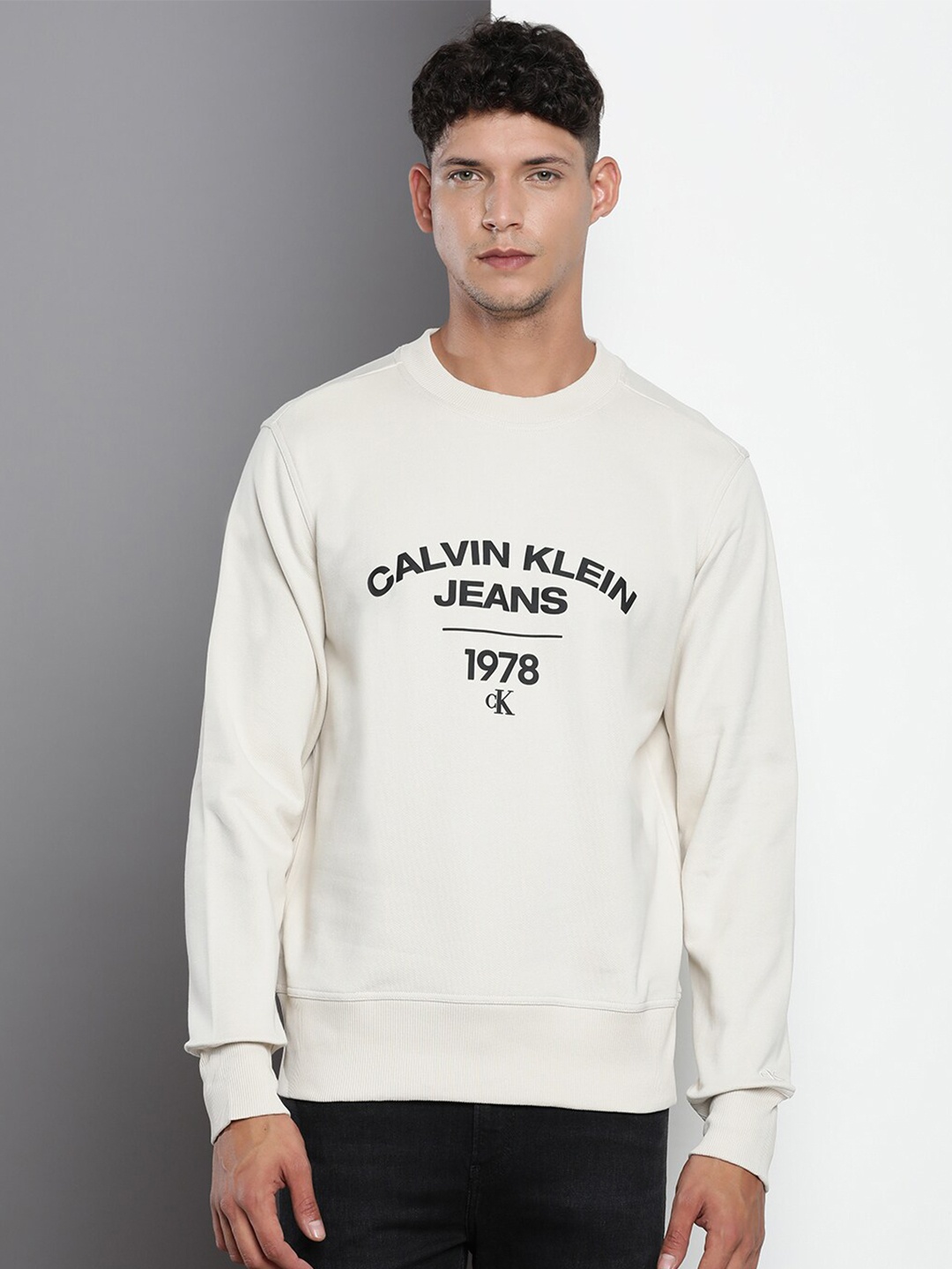

Calvin Klein Jeans Typography Printed Sweatshirt, Beige