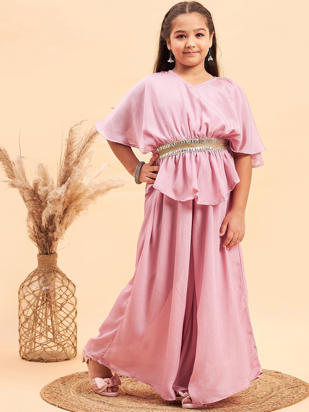 

Stylo Bug Girls Regular Kurti With Palazzos, Pink