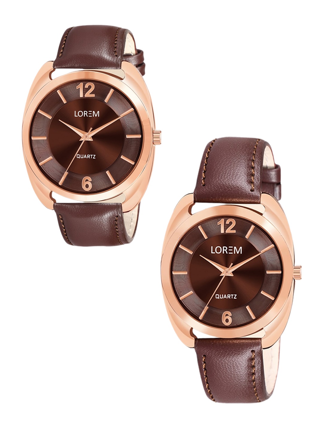 

FERRIZZO Unisex Set Of 2 Dial & Straps Analogue Couple Watch LR77-LR324-FZ, Brown