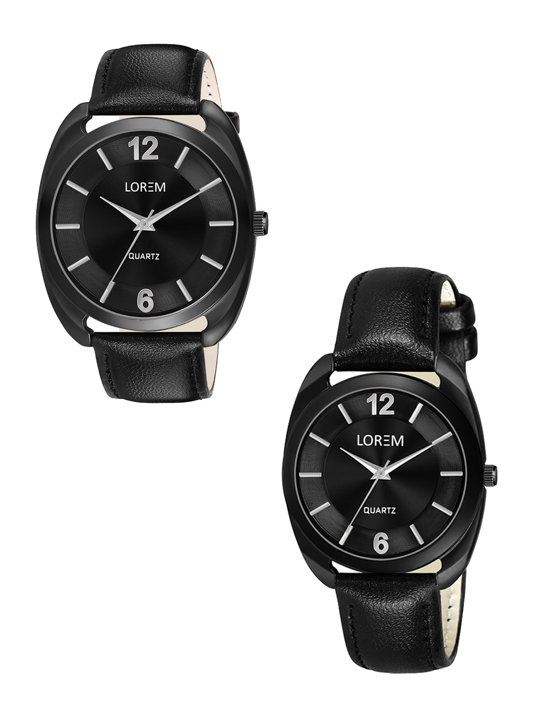 

FERRIZZO Unisex Set Of 2 Dial & Straps Analogue His and Her Watches LR76-LR323-FZ, Black
