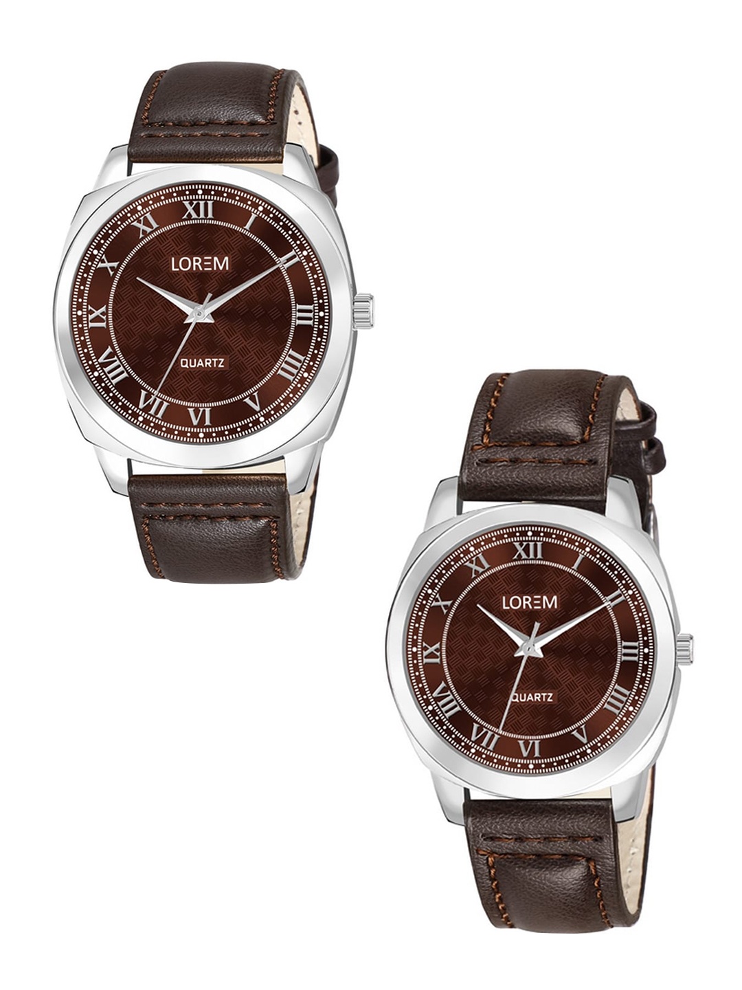 

FERRIZZO Unisex Set Of 2 Dial & Textured Straps Analogue Watch LR91-LR338-FZ, Brown