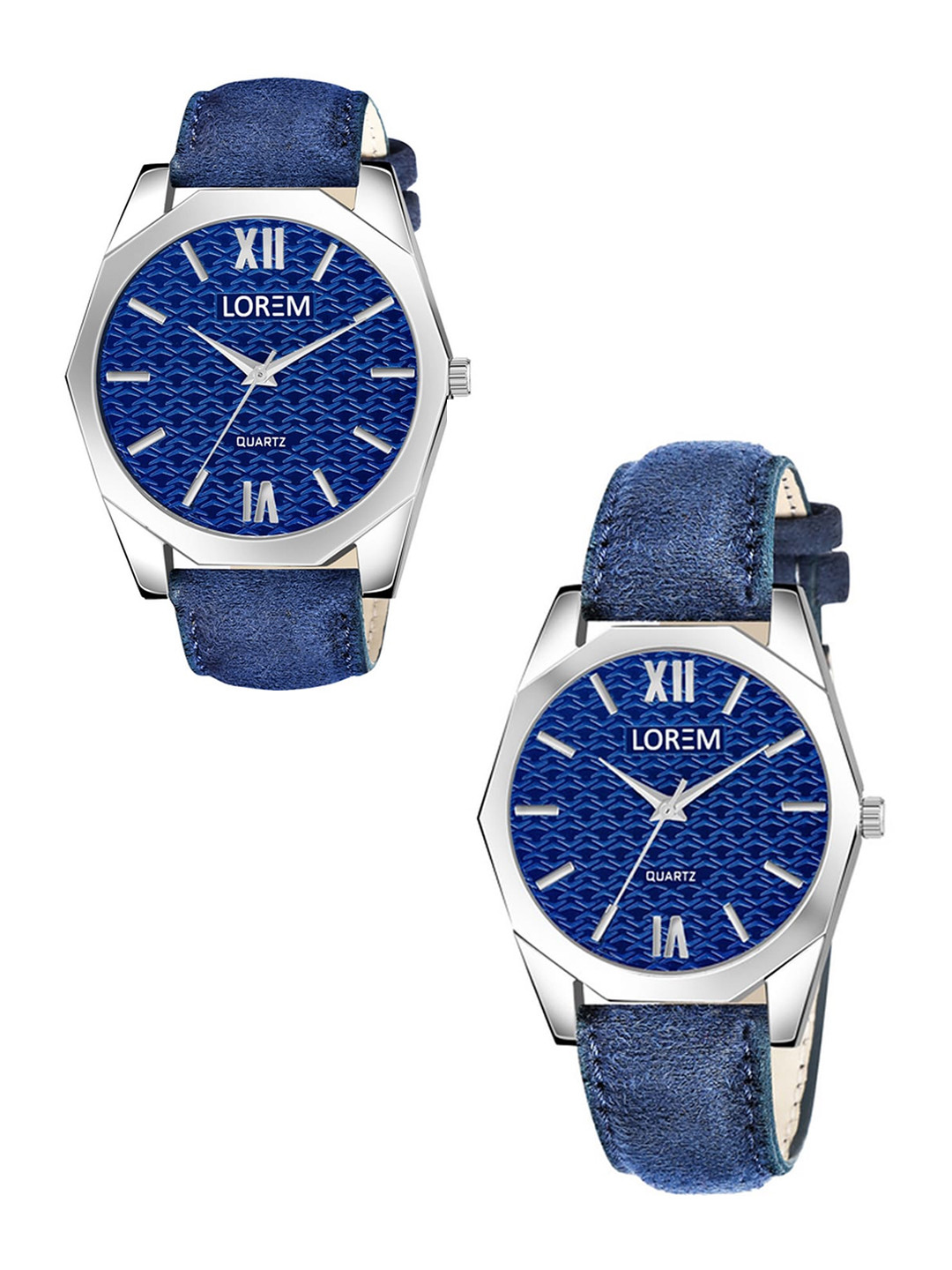

FERRIZZO Unisex Set Of 2 Embellished Dial & Straps Analogue Watch LR86-LR333-FZ, Blue