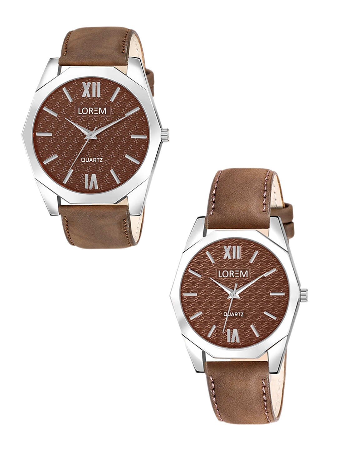 

FERRIZZO Unisex Set Of 2 Dial & Straps Analogue Watch LR85-LR332-FZ, Brown