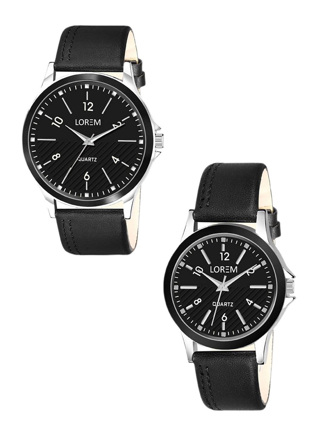 

FERRIZZO Unisex Set Of 2 Dial & Straps Analogue His and Her Watches LR93-LR340-FZ, Black