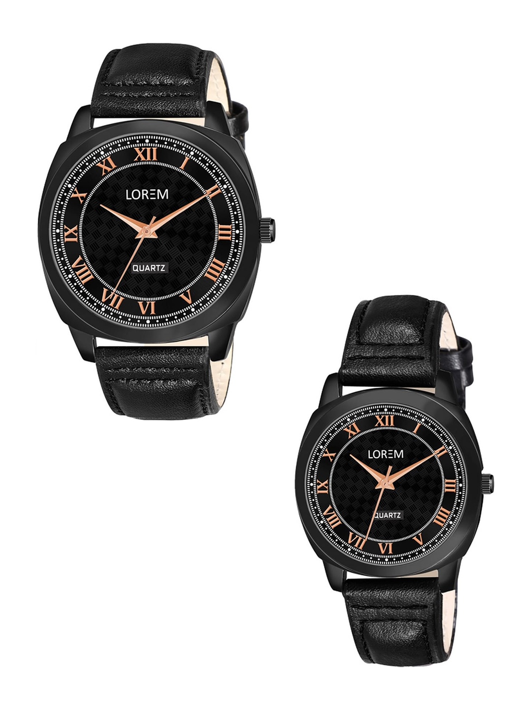 

FERRIZZO Unisex Set Of 2 Dial & Wrap Around Straps Analogue Watch LR87-LR334-FZ, Black
