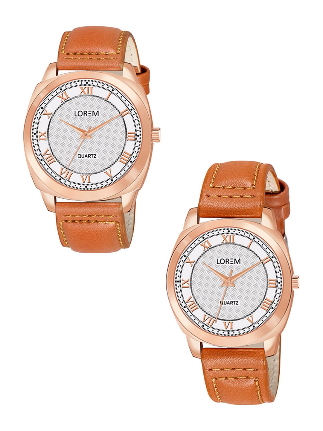 

FERRIZZO Unisex Set Of 2 Printed Dial & Straps Analogue His and Her Watches LR90-LR337-FZ, Silver