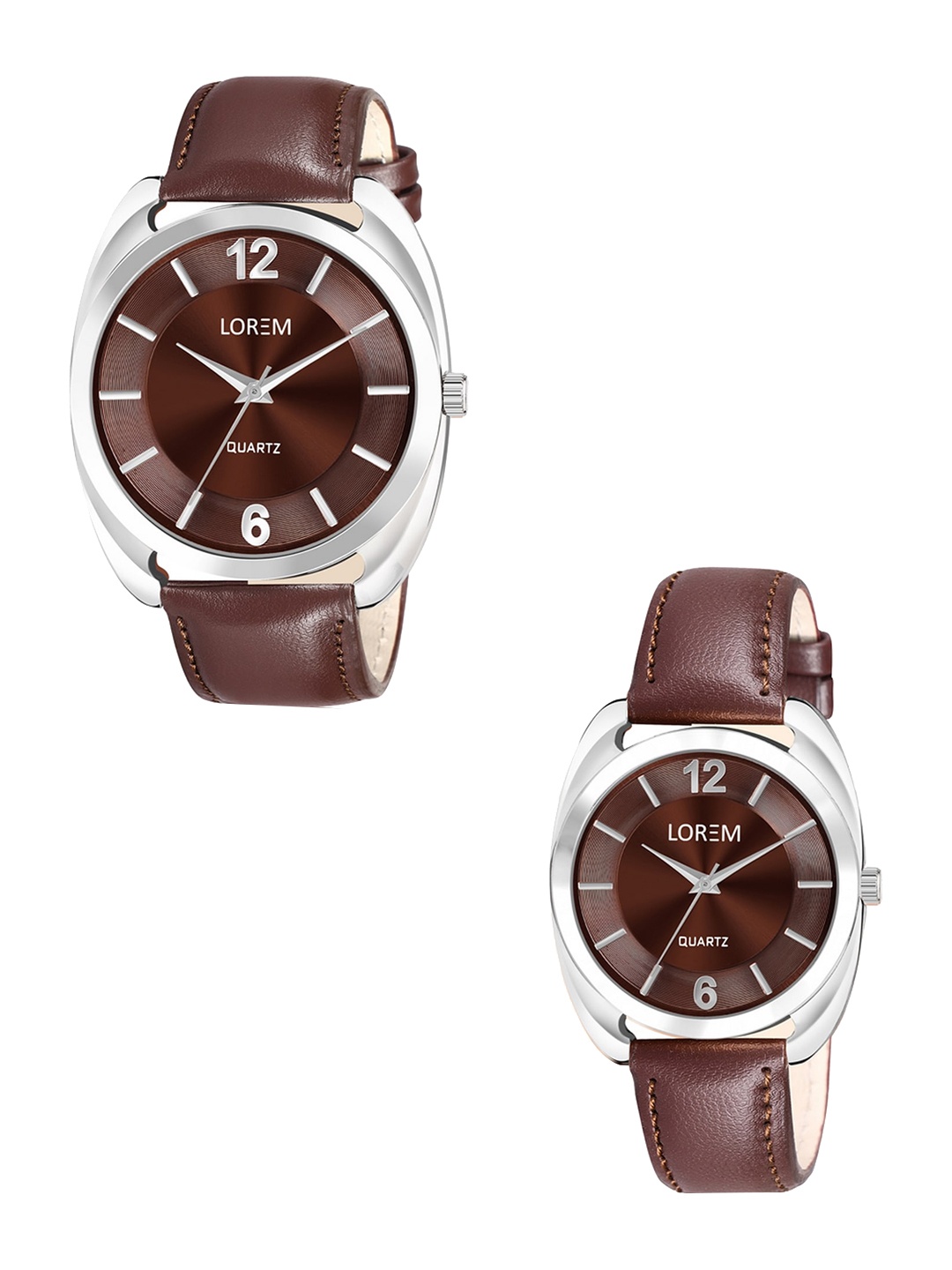 

FERRIZZO Unisex Set Of 2 Dial & Straps Analogue Couple Watch LR79-LR326-FZ, Brown