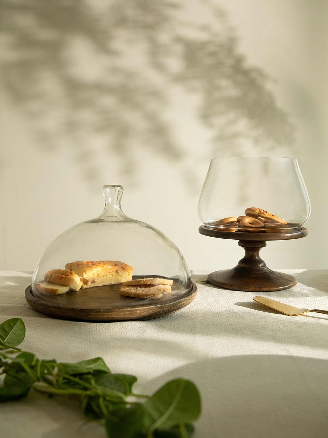 

ellementry Transparent & Grey Clove Glass Cloche & Wooden Stand