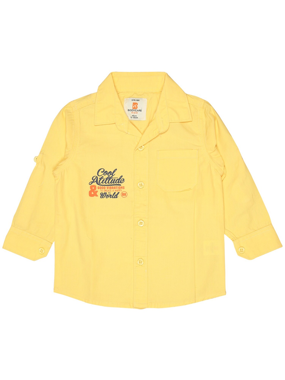

Bodycare Kids Boys Spread Collar Cotton Casual Shirt, Yellow