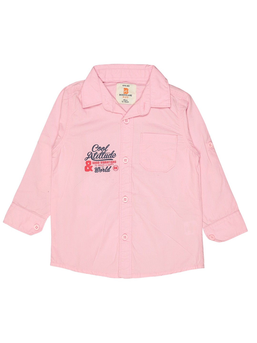 

Bodycare Kids Boys Spread Collar Cotton Casual Shirt, Pink