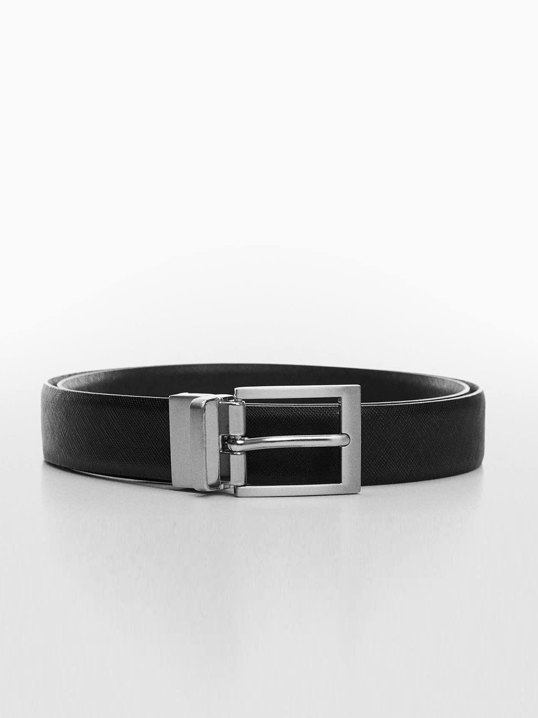 

MANGO MAN Textured Leather Formal Belt, Black