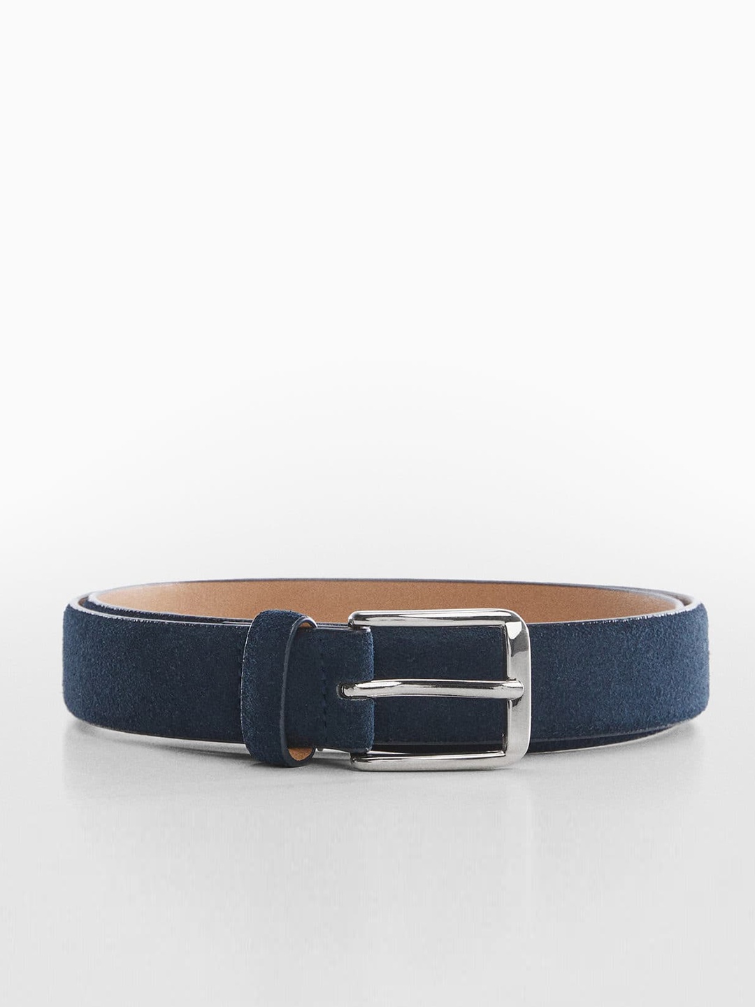 

MANGO MAN Slim Leather Belt, Navy blue