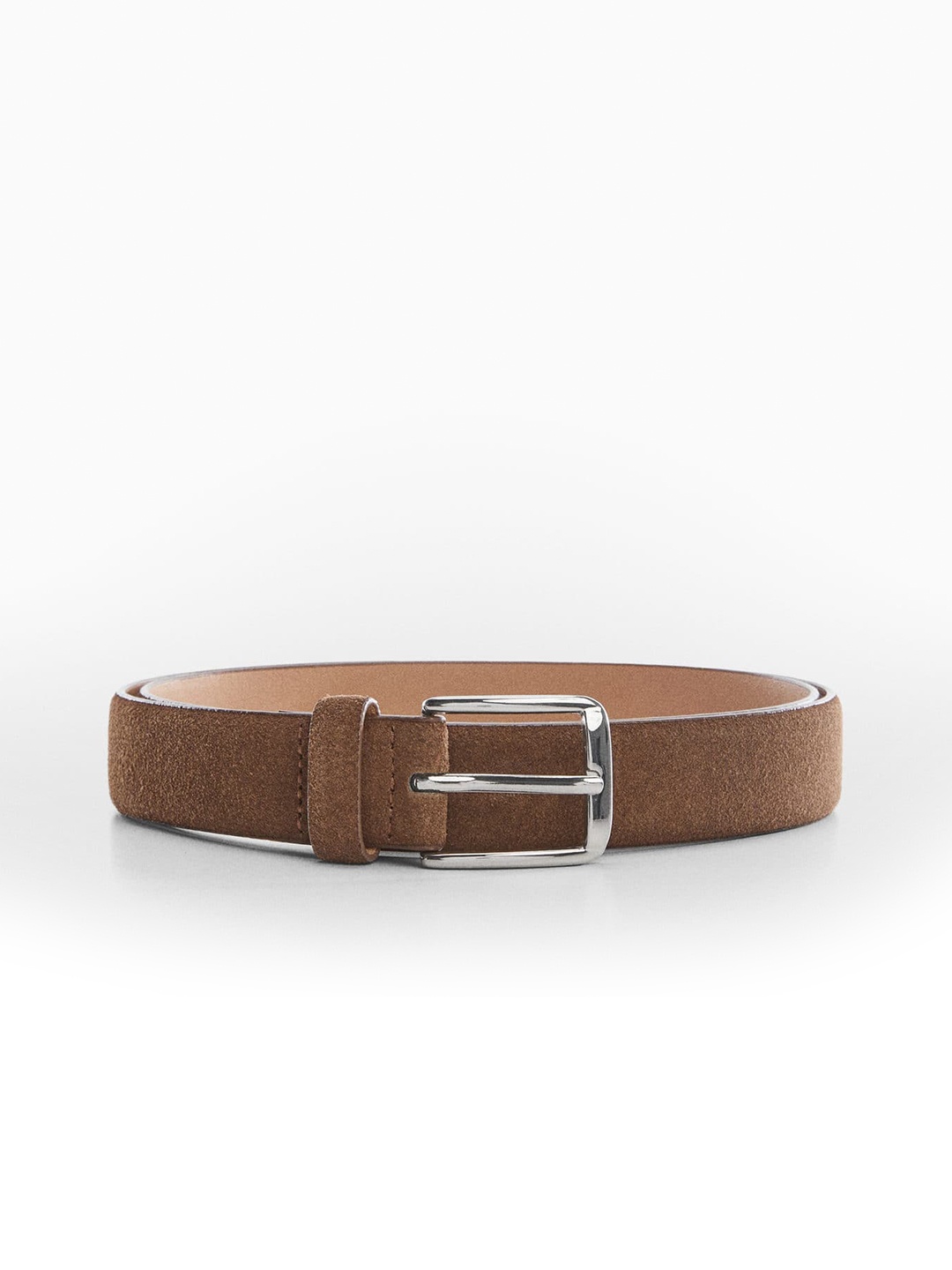 

MANGO MAN Suede Belt, Brown