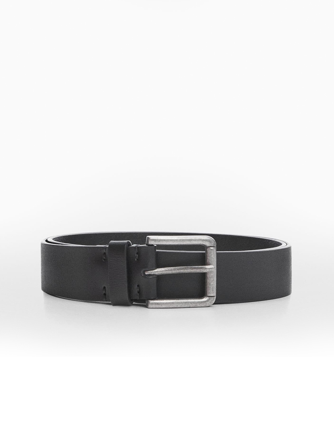 

MANGO MAN Slim Leather Belt, Black